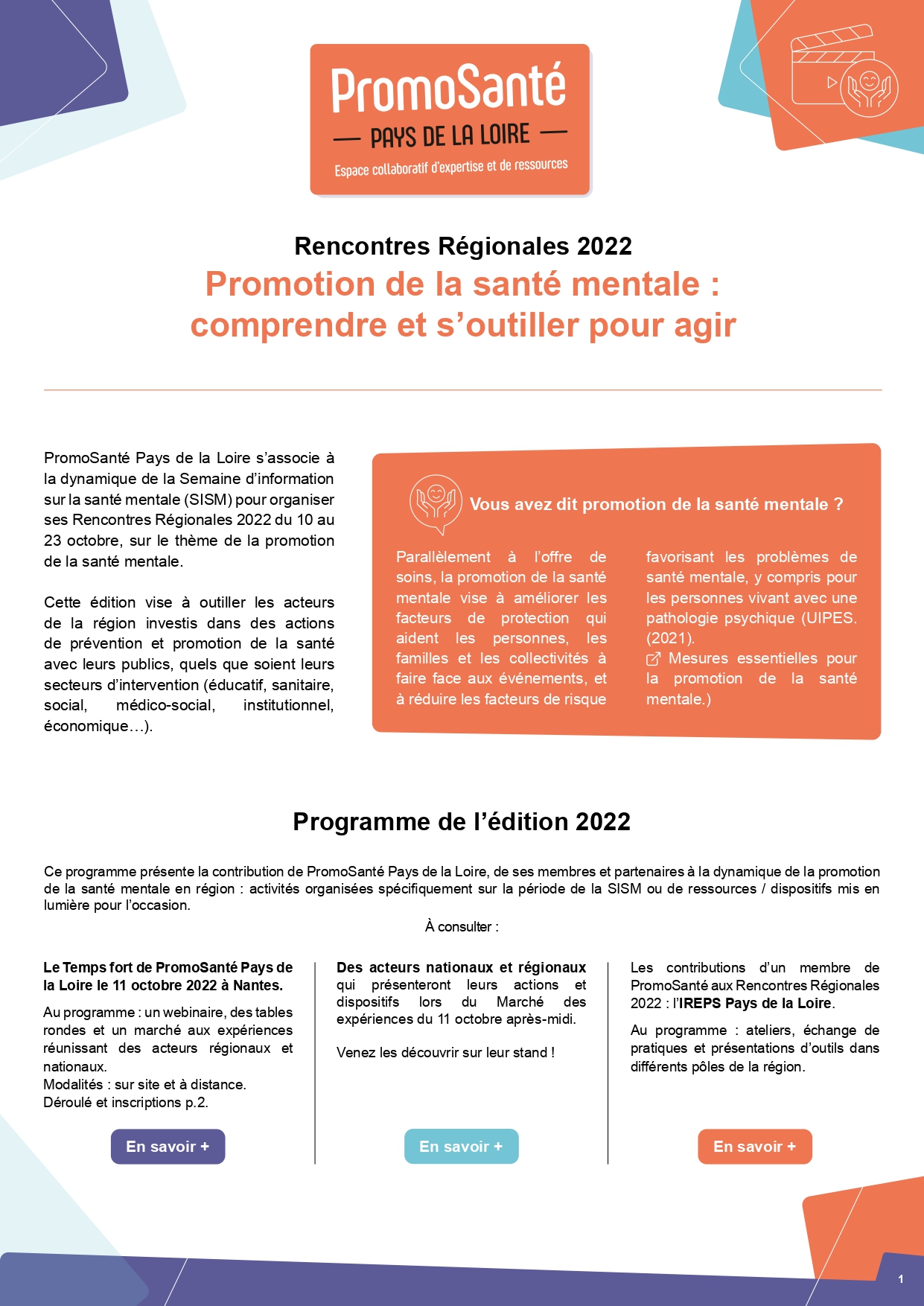 Programme complet Rencontres Régionales 2022